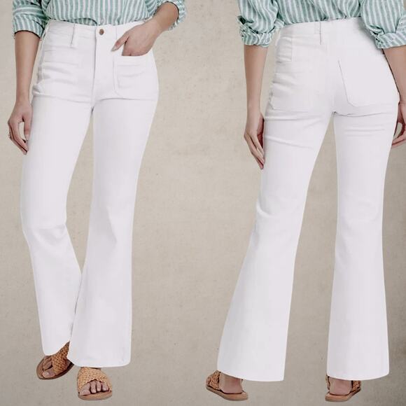 Universal Thread High Rise Flare White Denim Jeans Women Size 14 Vintage Stretch - Picture 2 of 12